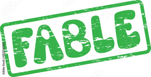 Distressed green fable word rubber stamp texture for storytelling concepts