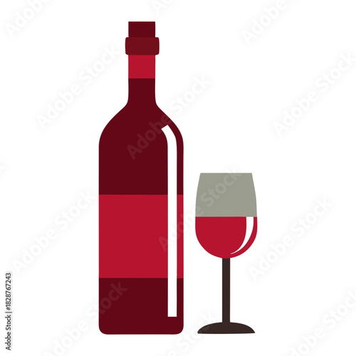 red wine bottle and glass