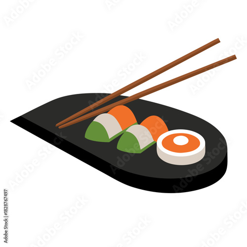 sushi with chopsticks