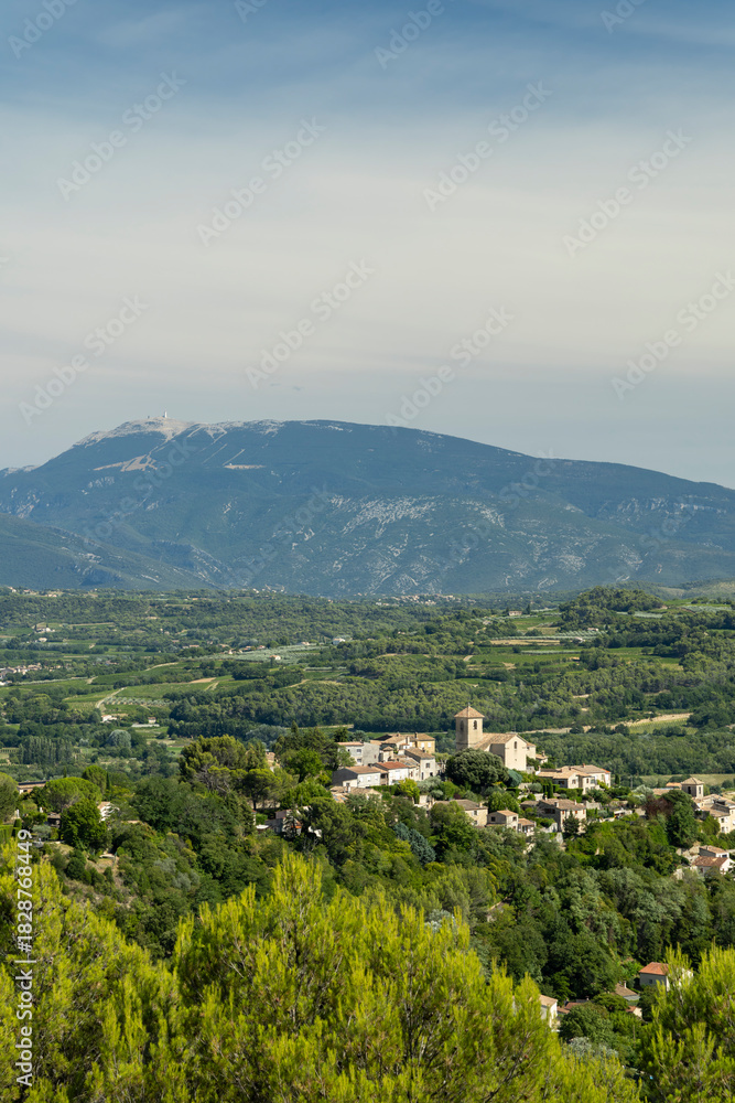Obraz premium Vinsobres village and Mont Ventoux mountain view Drome France