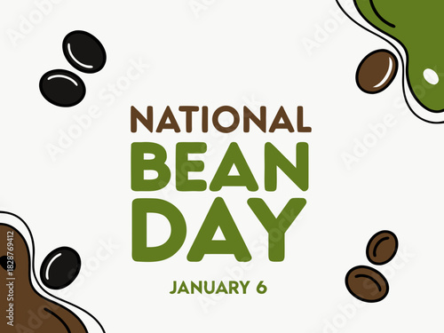Celebrating National Bean Day on January 6th with Bean Illustrations and Festive Typography on a White Background