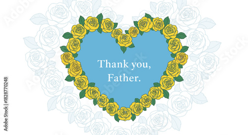 Express heartfelt gratitude to Dad with this stunning floral heart design, perfect for Father's Day cards, social media posts, and thoughtful gifts