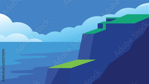 Rocky Cliff Blue Ocean View