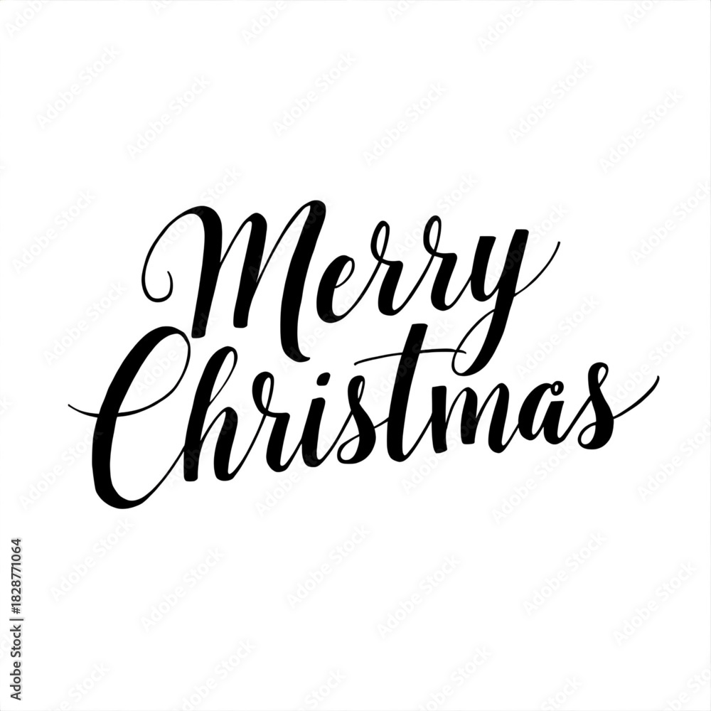 Naklejka premium Merry Christmas: Festive calligraphy, the embodiment of joy, with Merry Christmas gracefully written in elegant cursive, perfectly capturing the spirit of this special season.