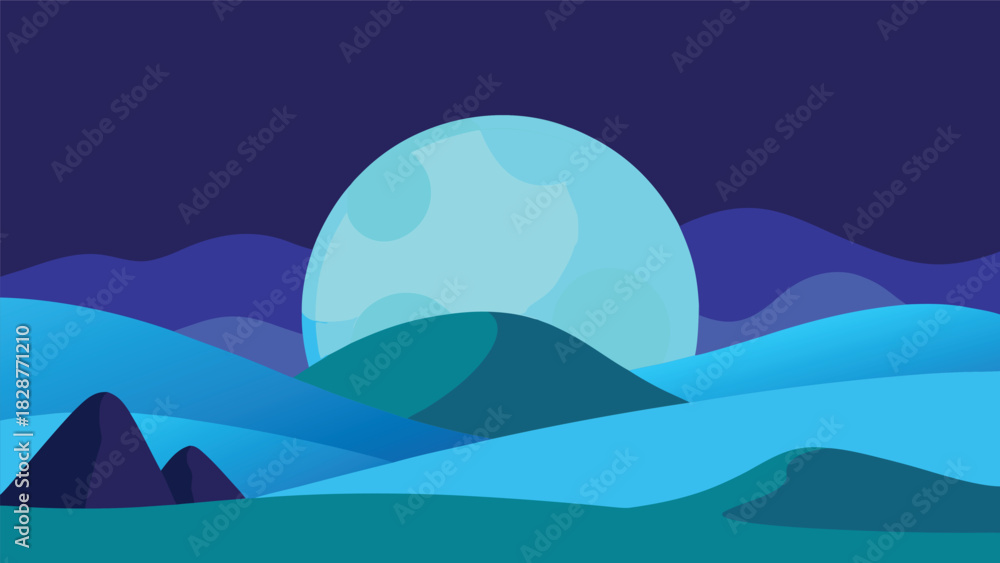 Fototapeta premium Moonlit Desert Blue Sand