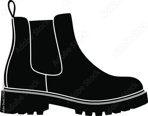 Classic Chelsea boot silhouette with pull loop and rugged sole, showcasing timeless style, comfort, and functional fashion design.