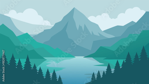 Fog Covered Mountain Lake