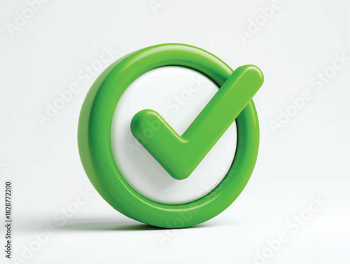 Green Check Mark on White Background Symbolizing Success and Validation