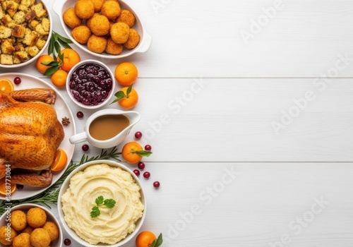 Wallpaper Mural Thanksgiving dinner spread with roasted turkey and side dishes Torontodigital.ca