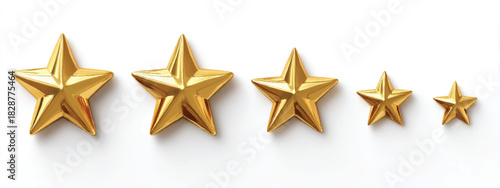 Shiny Gold Stars in a Row Ranging in Size Achievement Concept