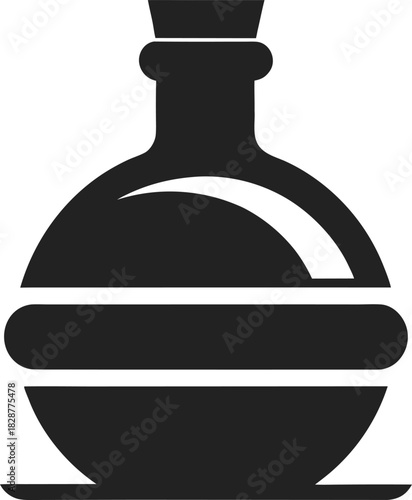 Black silhouette of a round laboratory flask with stopper