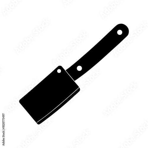 Meat cleaver kitchen tool icon, sharp utensil for chopping food