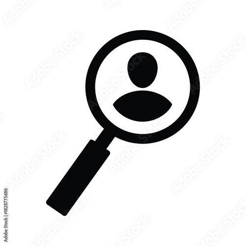 Magnifying Glass with Person Icon - Search, Find User & HR Recruitment