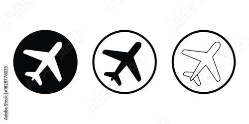 Airplane Travel Icons Set - Flight, Airport & Transportation Symbols