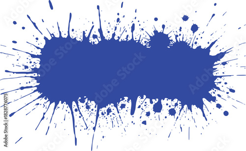Vibrant Blue Paint Splatter Border with Copy Space for Text
