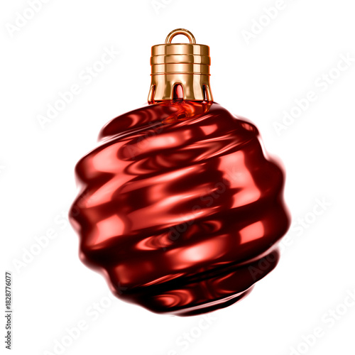 Elegant metallic and red ornament, 3d element set on transparent background, special for christmas holiday