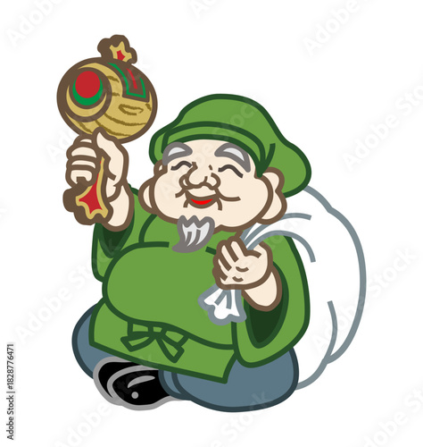 打ち出の小槌を持った大黒天　クリップアート