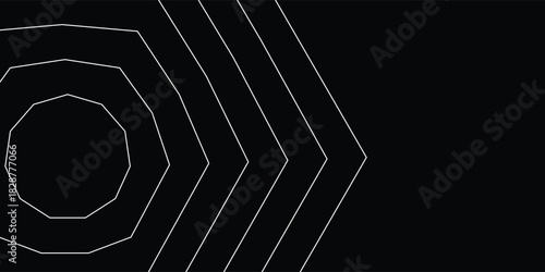 Minimalist Black and White Geometric Tunnel Background Vector Illustration.