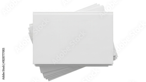 Stack of blank white paper sheets isolated on transparent background