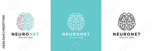 This modern vector logo features a brain design composed of intricate circuit board elements. Perfect for artificial intelligence, technology, data, science, or innovative branding.