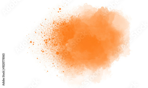 Vibrant orange watercolor splash with subtle speckles