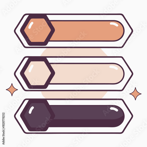 Game UI Health Mana Stamina Bars Vector Illustration for Interface Design Resource Kit