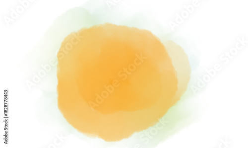 A soft, abstract watercolor effect featuring blended shades of warm orange and yellow on a white background.