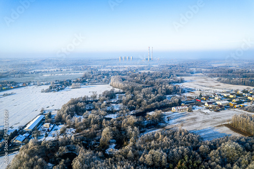 Pogranicze Polsko-Czeskie na Górnym Śląsku w Polsce. Meandry rzeki Piotrówka ...