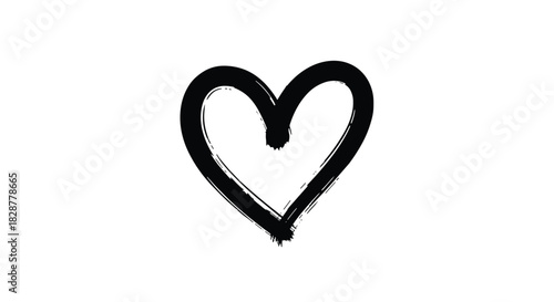 A simple yet expressive hand-drawn heart icon created with a black grunge brush stroke perfect for love and valentine themes.