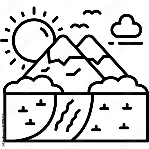 Hill Station Outline Icon
