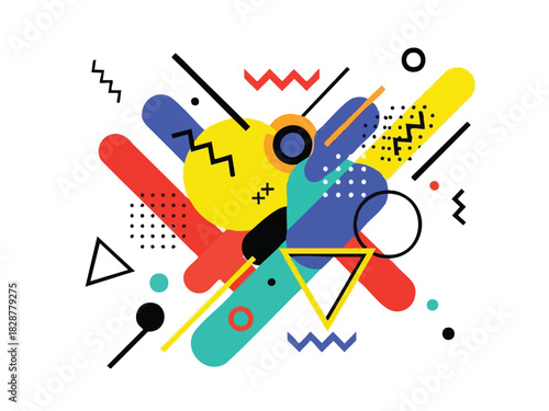 Geometric Abstract Pattern with Vibrant Colors and Dynamic Shapes