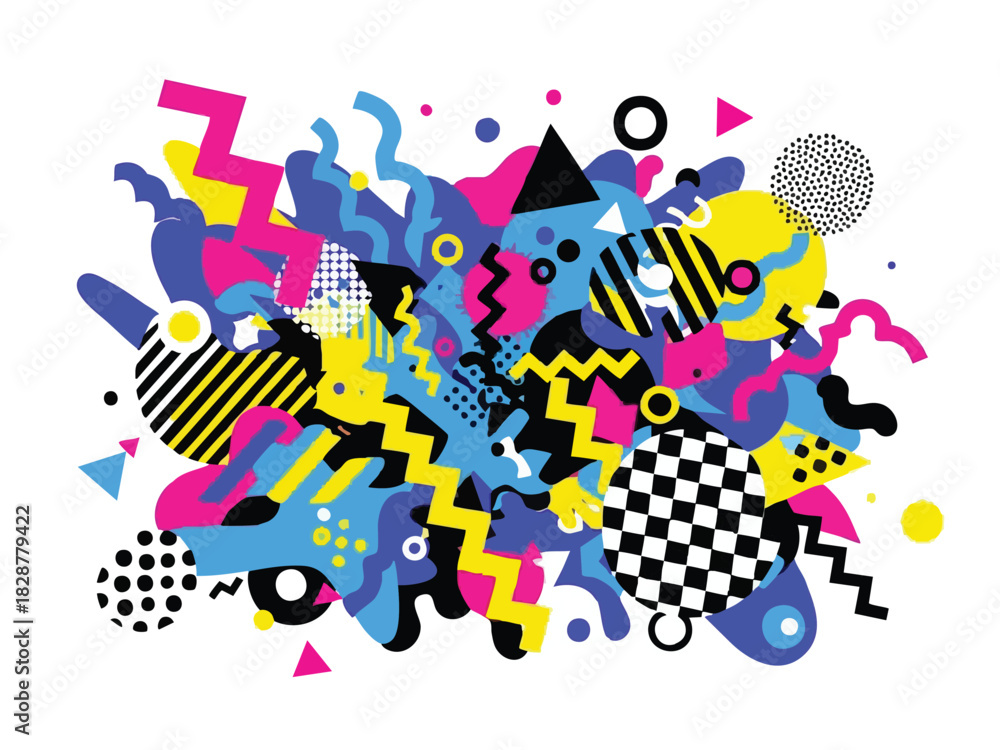 Fototapeta premium Vibrant Abstract Geometric Composition in Dynamic Colors