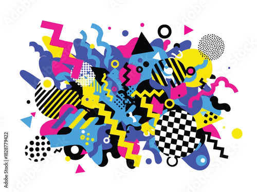 Vibrant Abstract Geometric Composition in Dynamic Colors