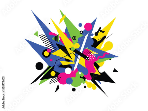 Vibrant Geometric Explosion Modern Abstract Design with Dynamic Shapes