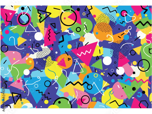 Vibrant Geometric Chaos A Burst of Abstract Shapes and Colors