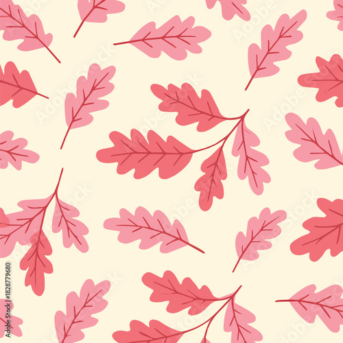 Seamless Pink Leaf Pattern Background