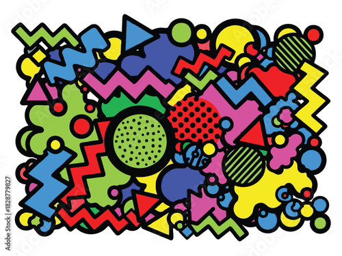 Vibrant Geometric Composition A Burst of Abstract Shapes and Colors