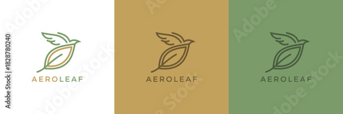 Modern clean logotype featuring a stylized bird integrated with a leaf. Ideal for organic products, environmental companies, wellness, and nature-inspired branding projects.