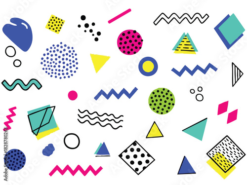 Colorful Geometric Pattern Background with Abstract Memphis Style Design