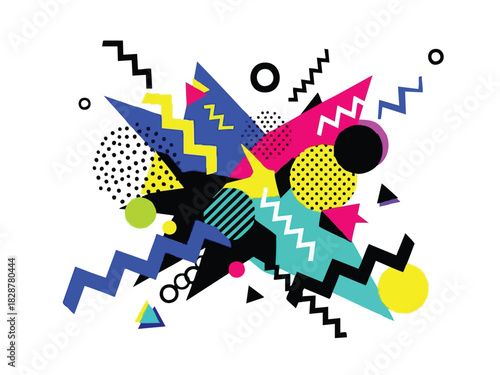 Bold Geometric Abstract Memphis Design with Bright Colors