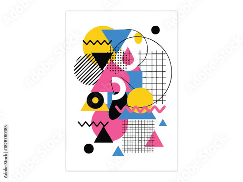 Vibrant Abstract Composition with Geometric Shapes in a Modern Design