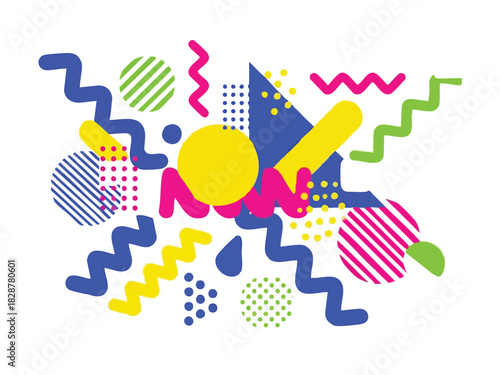 Abstract Geometric Composition with Bold Colors and Dynamic Shapes