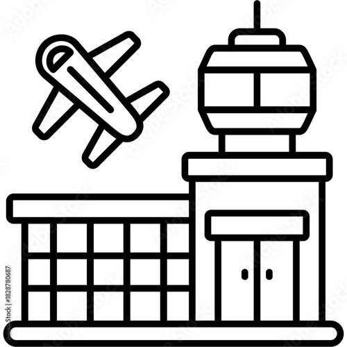 Airport Terminal Outline Icon