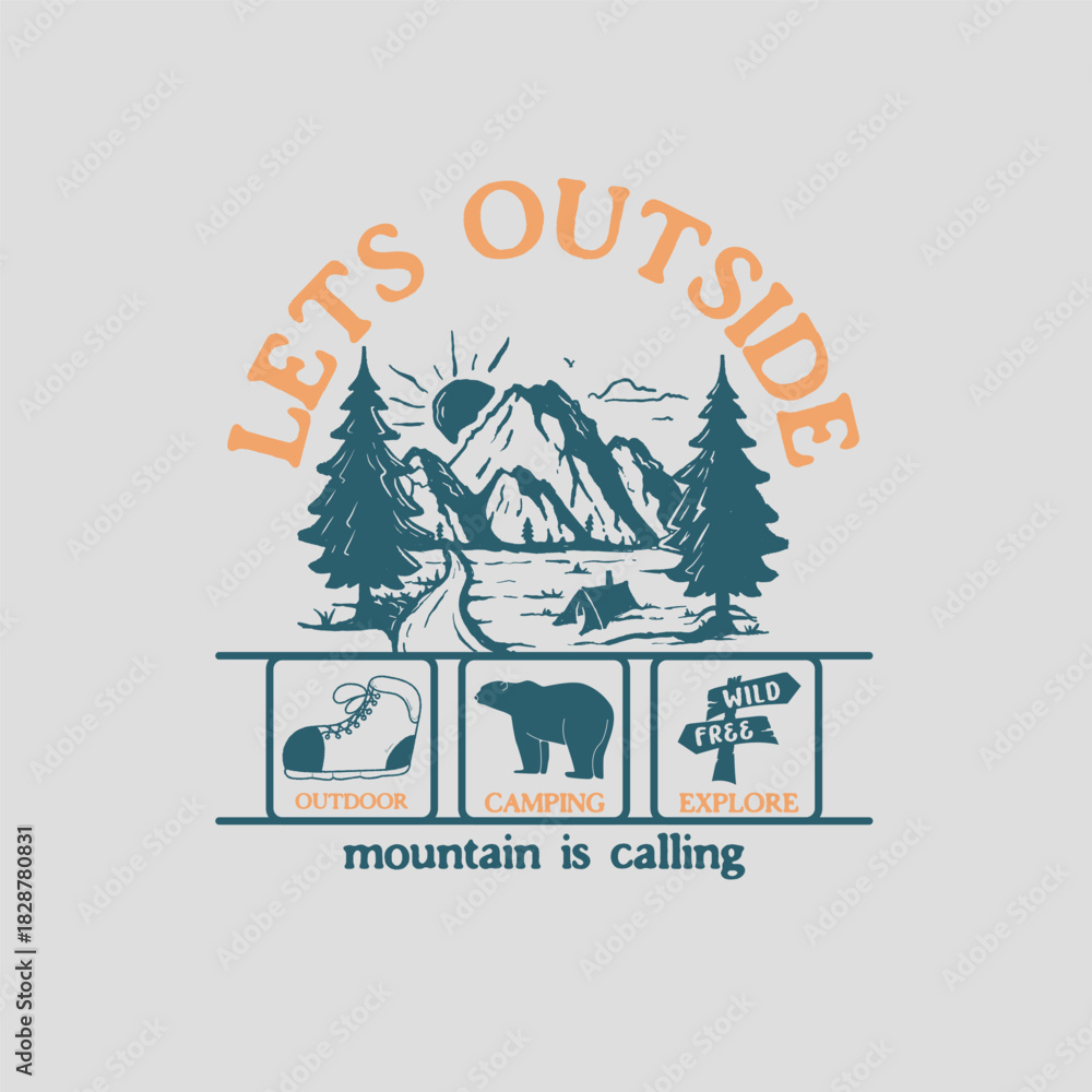 custom made wallpaper toronto digitalVintage Forest Landscape with Road Mountain and Sun Illustration for tshirt, poster, and other uses