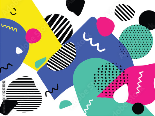 Vibrant Abstract Design with Geometric Shapes and Playful Patterns