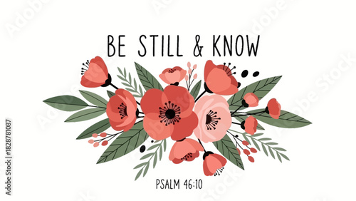 Floral Arrangement with Bible Verse - Be Still and Know Psalm 4610