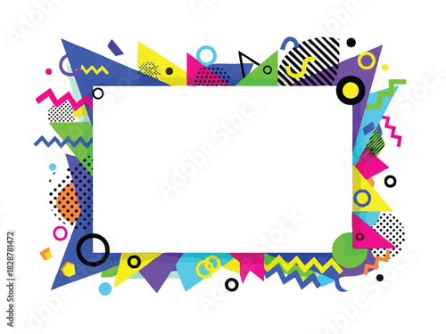 Vibrant Geometric Border A Memphis-Inspired Design for Modern Creative Projects