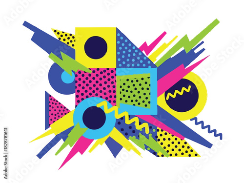 Colorful Abstract Geometric Explosion of Shapes and Patterns