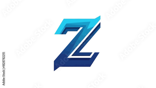 Modern and dynamic letter Z logo design, showcasing captivating layered and geometric aesthetics in a vibrant blue gradient. Abstract initial icon for contemporary branding and digital applications