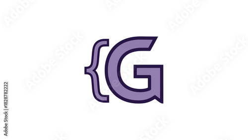 Purple Bracket and Capital Letter G Logo with White Background - Creative Branding and Identity
